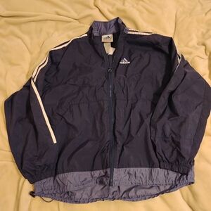 adidas vintage men's navy blue windbreaker jacket size L